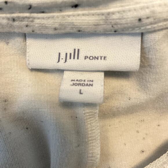 J. Jill Ponte Tunic Top 3/4 Sleeve Pullover Hi-Lo Round Neck Speckled White L - Picture 2 of 5